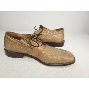 Vintage Stacy Adams Genuine Snakeskin Lace Up Men's Shoes Tan Size 9 Oxfords